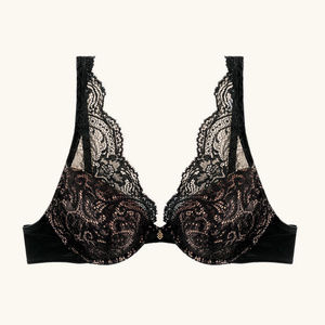 Lace Contour Plunge Bra in Black, 34DDD/34F